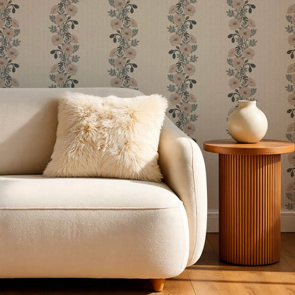 Vessa Poppy Garland Slate Rose Dust Wallpaper