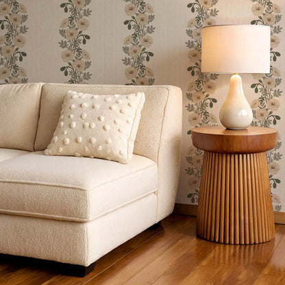 Vessa Poppy Garland Olive Green Ivory Wallpaper