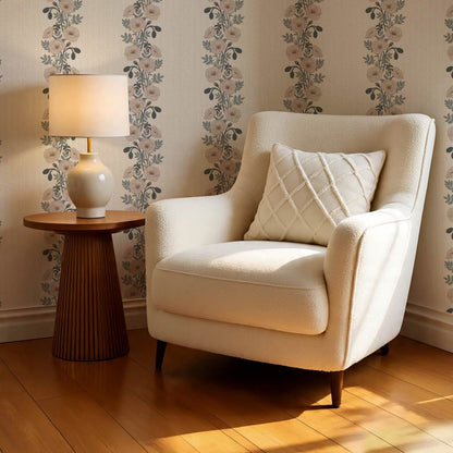 Vessa Poppy Garland Slate Rose Dust Wallpaper