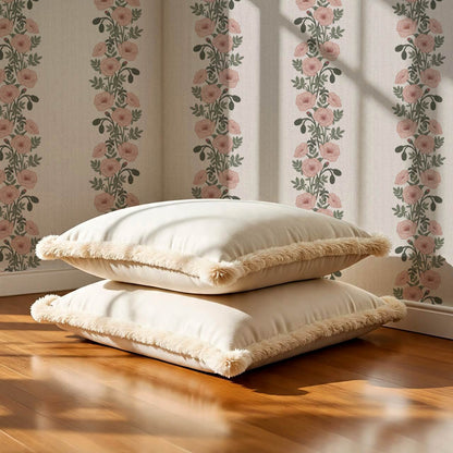Vessa Poppy Garland Sage Blush Wallpaper