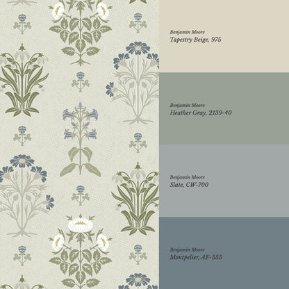 Victoria Millefleur Slate Blue Wallpaper