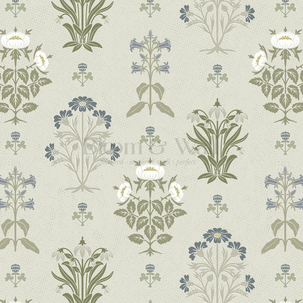Victoria Millefleur Slate Blue Wallpaper