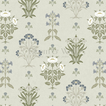Victoria Millefleur Slate Blue Wallpaper