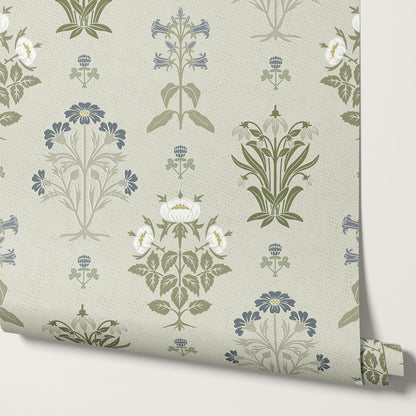 Victoria Millefleur Slate Blue Wallpaper