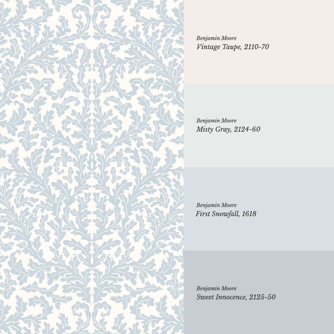 Villa Large Soft Laurel Scroll Sky Cream Wallpaper