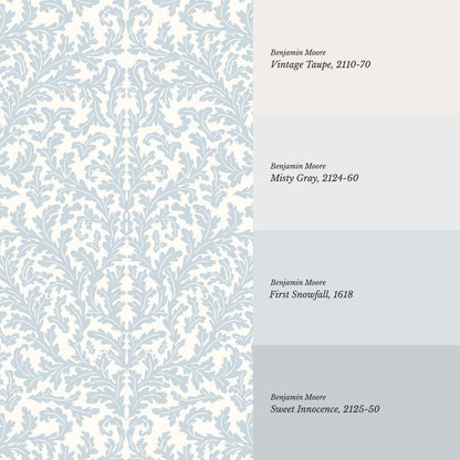 Villa Large Soft Laurel Scroll Sky Cream Wallpaper