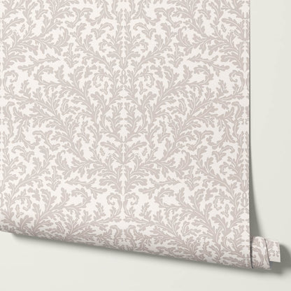Villa Large Soft Laurel Scroll Ivory Stone Wallpaper