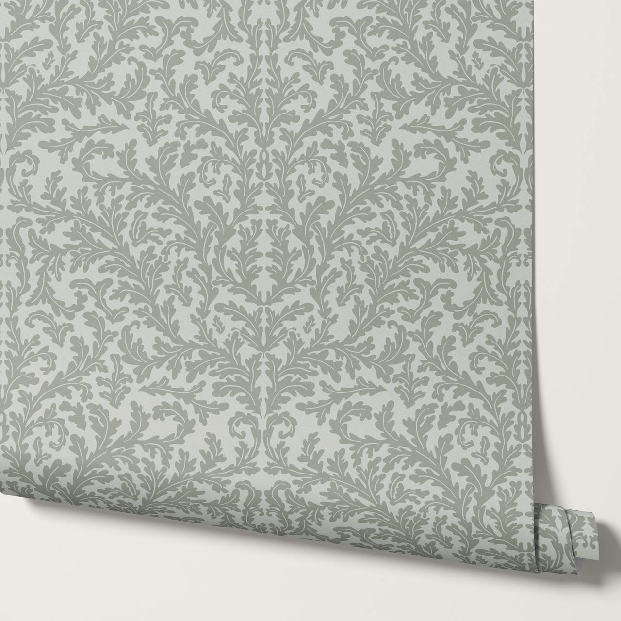 Villa Large Soft Laurel Scroll Sage Green Wallpaper