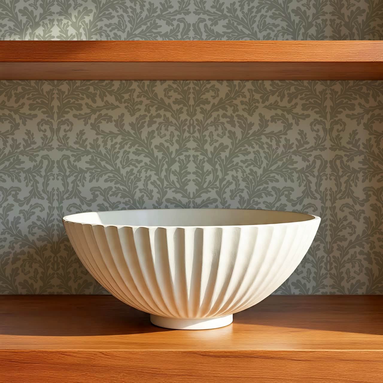 Villa Large Soft Laurel Scroll Sage Green Wallpaper