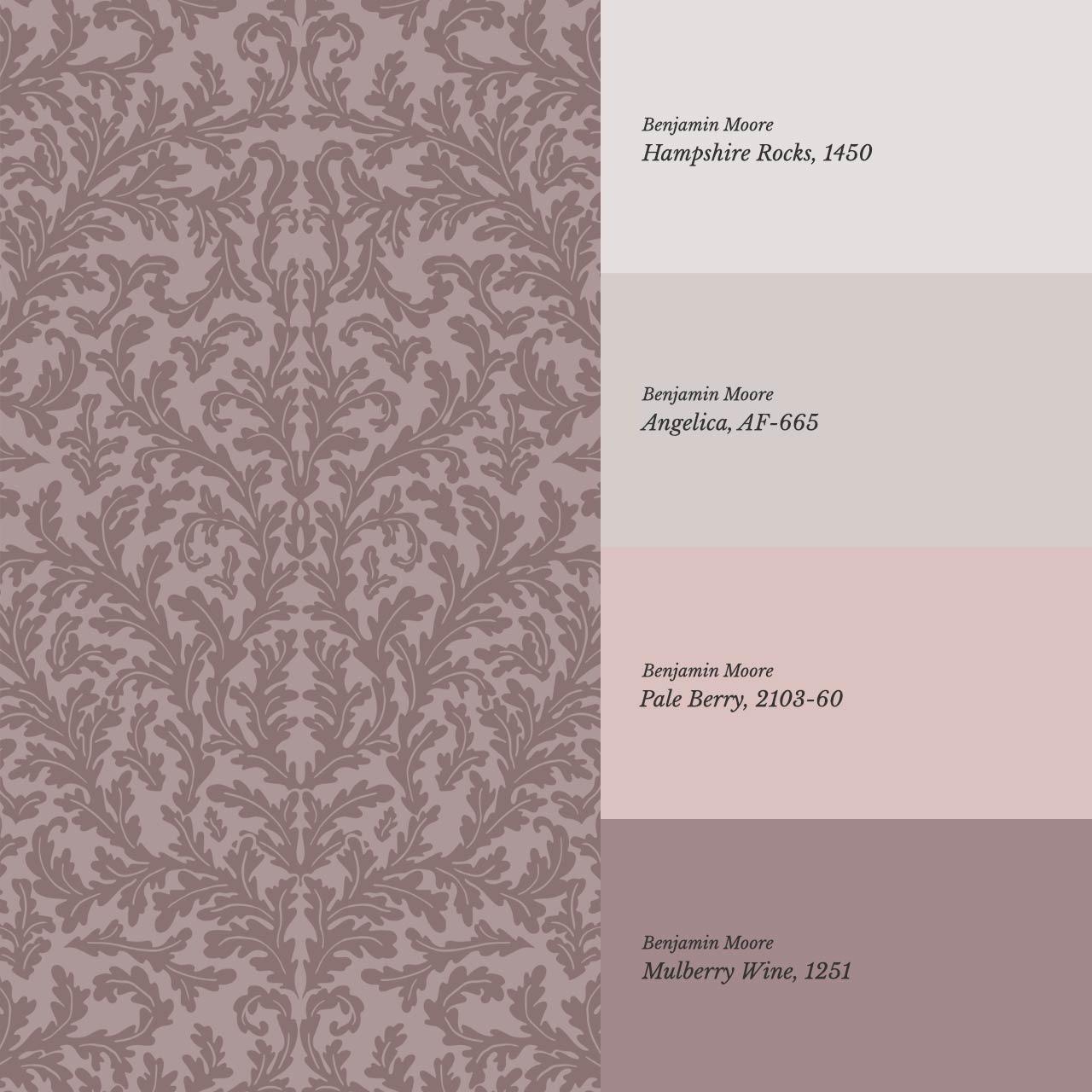 Villa Large Soft Laurel Scroll Berry Wine Wallpaper