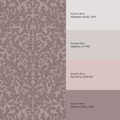 Villa Large Soft Laurel Scroll Berry Wine Wallpaper