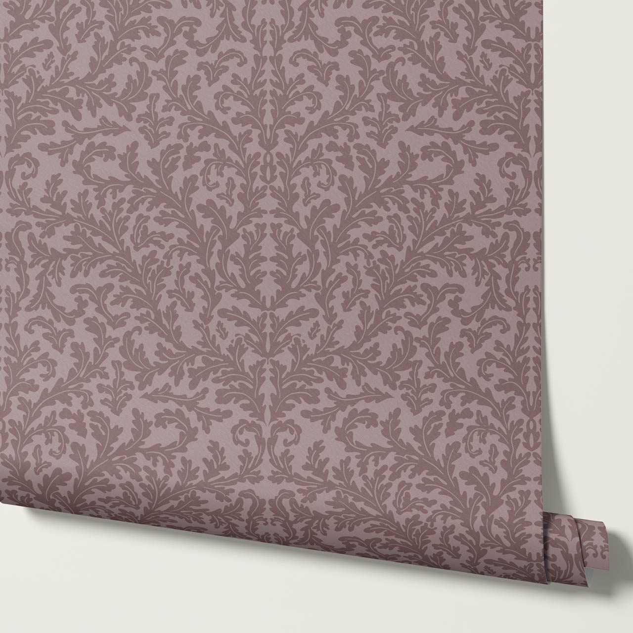 Villa Large Soft Laurel Scroll Berry Wine Wallpaper