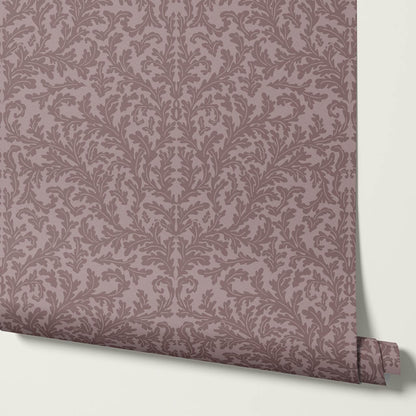 Villa Large Soft Laurel Scroll Berry Wine Wallpaper