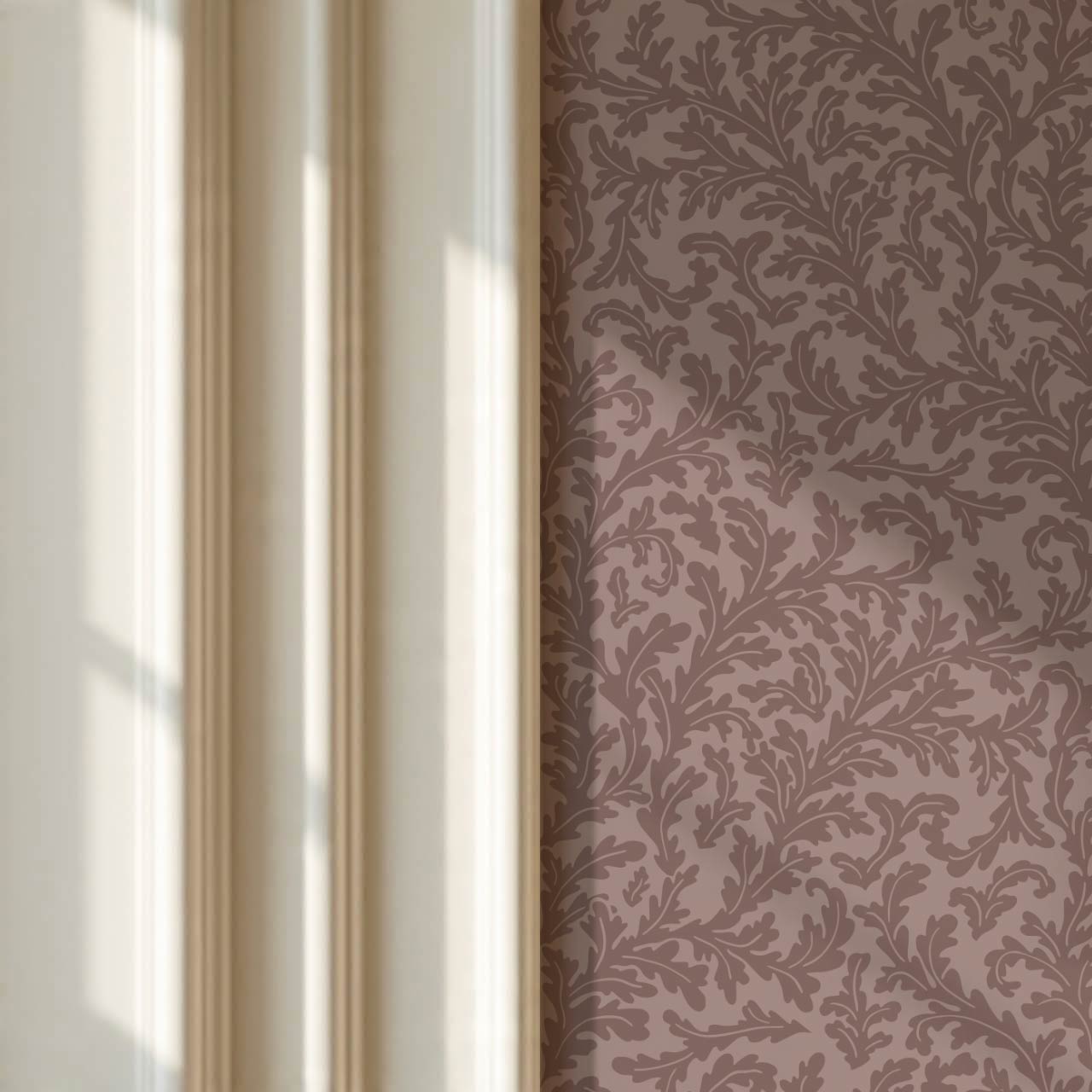 Villa Large Soft Laurel Scroll Berry Wine Wallpaper