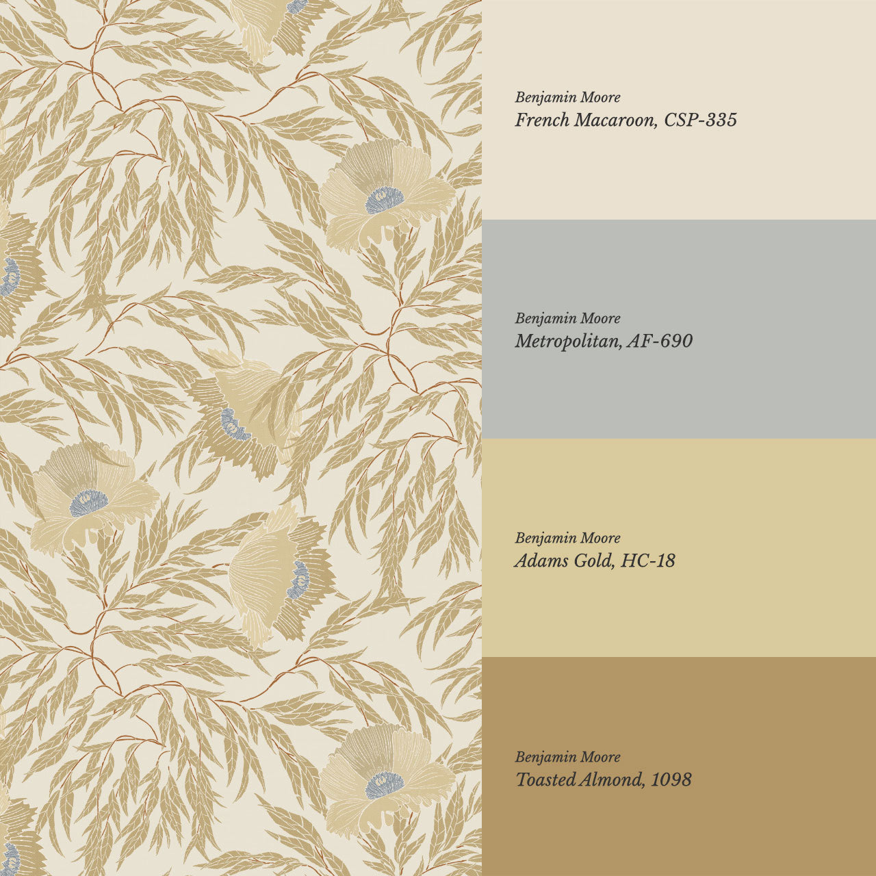 Violetta Flora Large Gold Wallpaper