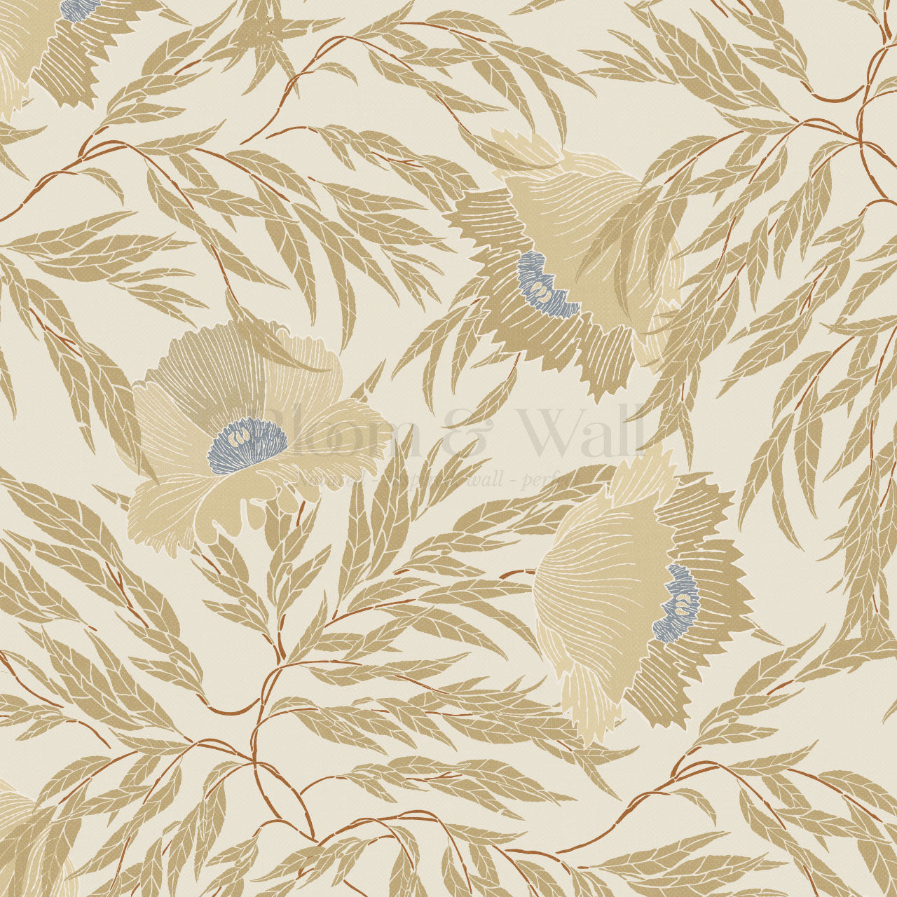 Violetta Flora Large Gold Wallpaper