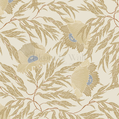 Violetta Flora Large Gold Wallpaper