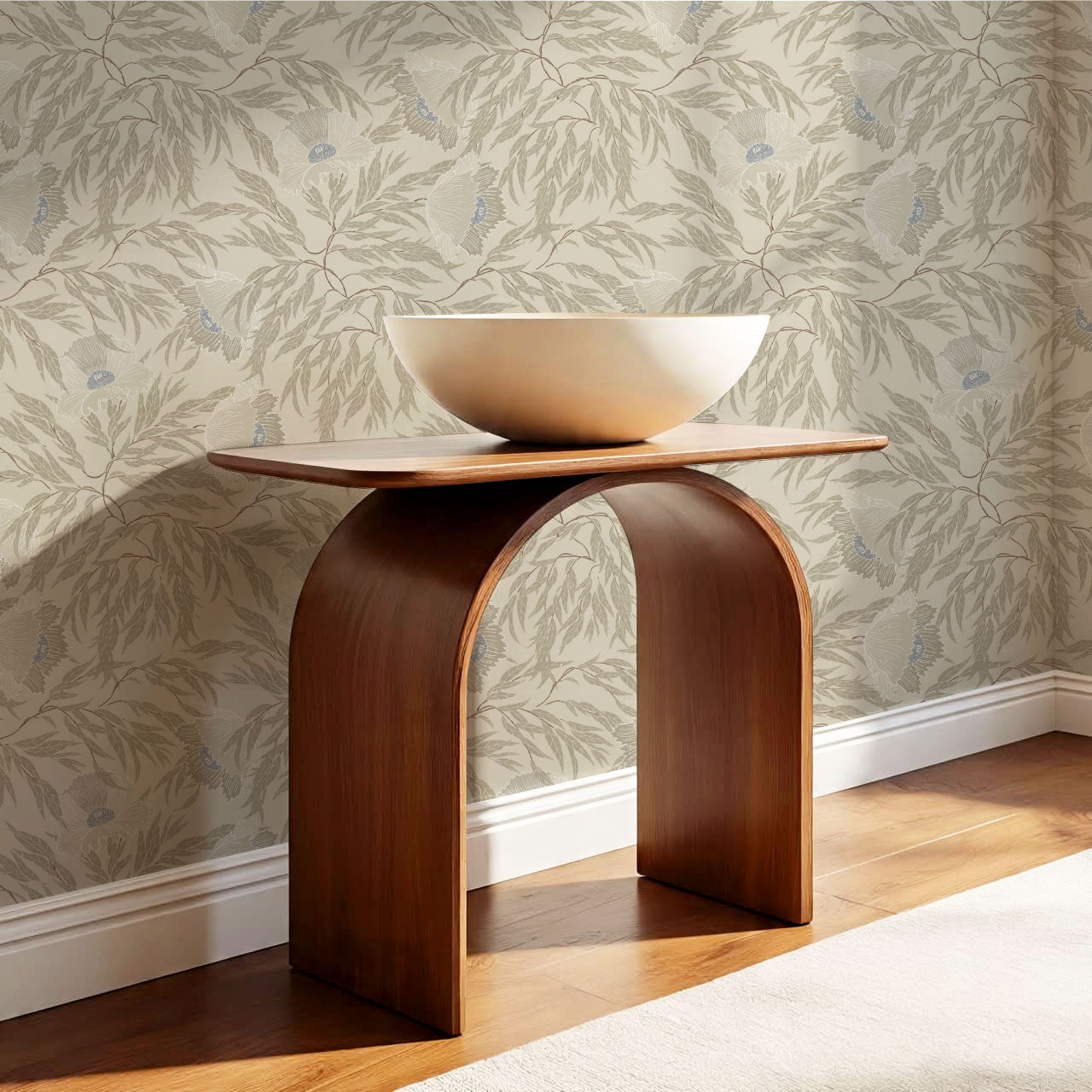 Violetta Flora Large Stone Taupe Wallpaper