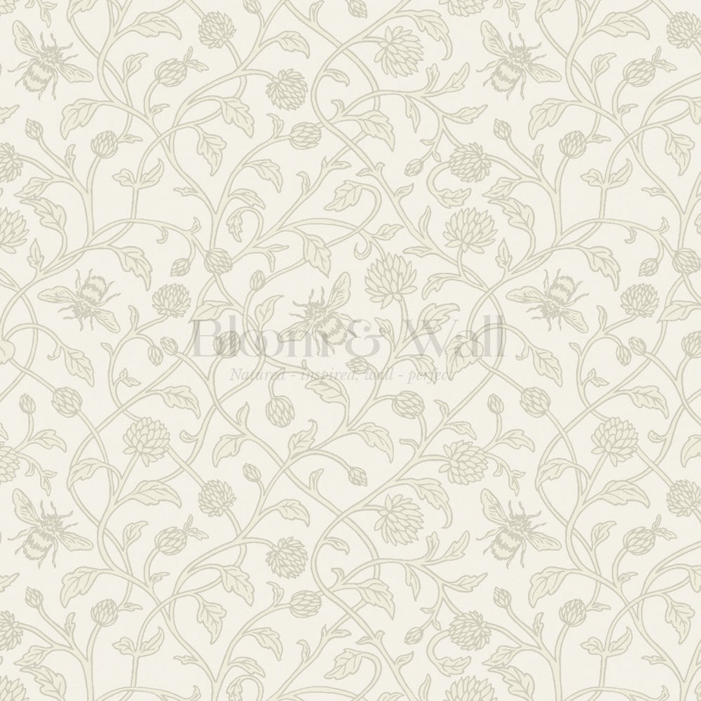 Vita Clover Vines Bees Neutral Wallpaper – Bloom & Wall