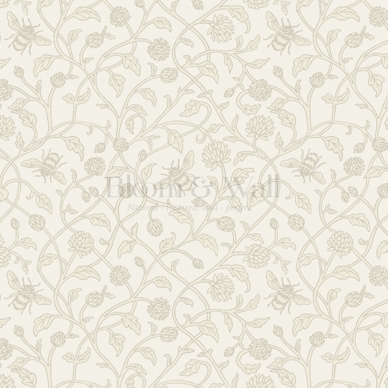 Vita Clover Vines Bees Neutral Wallpaper