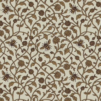 Vita Clover Vines Bees Olive Wallpaper