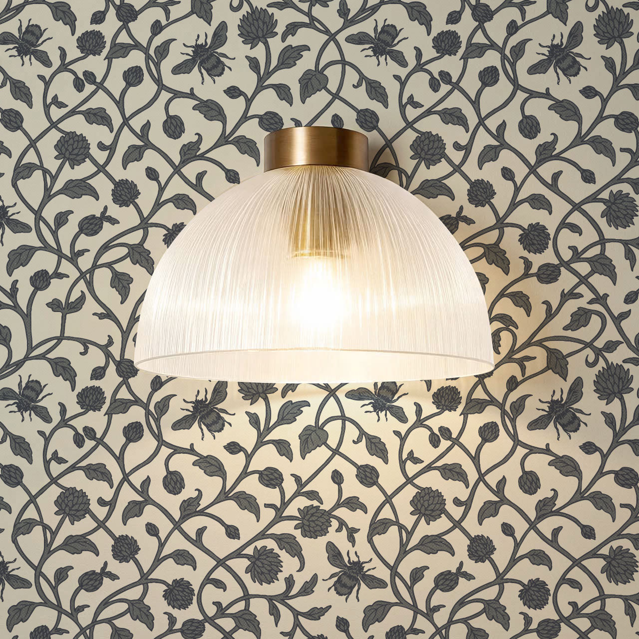 Vita Clover Vines Bees Slate Wallpaper