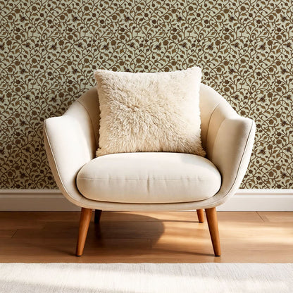Vita Clover Vines Bees Olive Wallpaper
