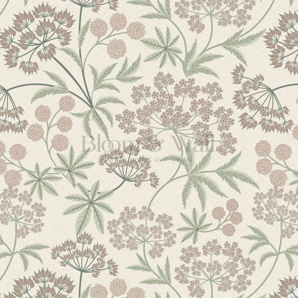 Vivi Wildflowers Pale Mauve Sage Wallpaper