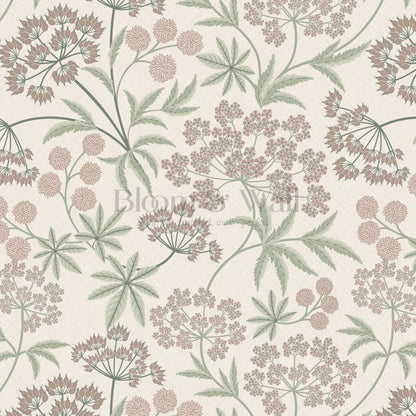 Vivi Wildflowers Pale Mauve Sage Wallpaper