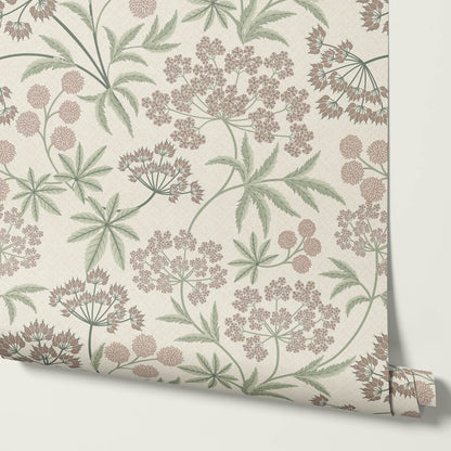 Vivi Wildflowers Pale Mauve Sage Wallpaper