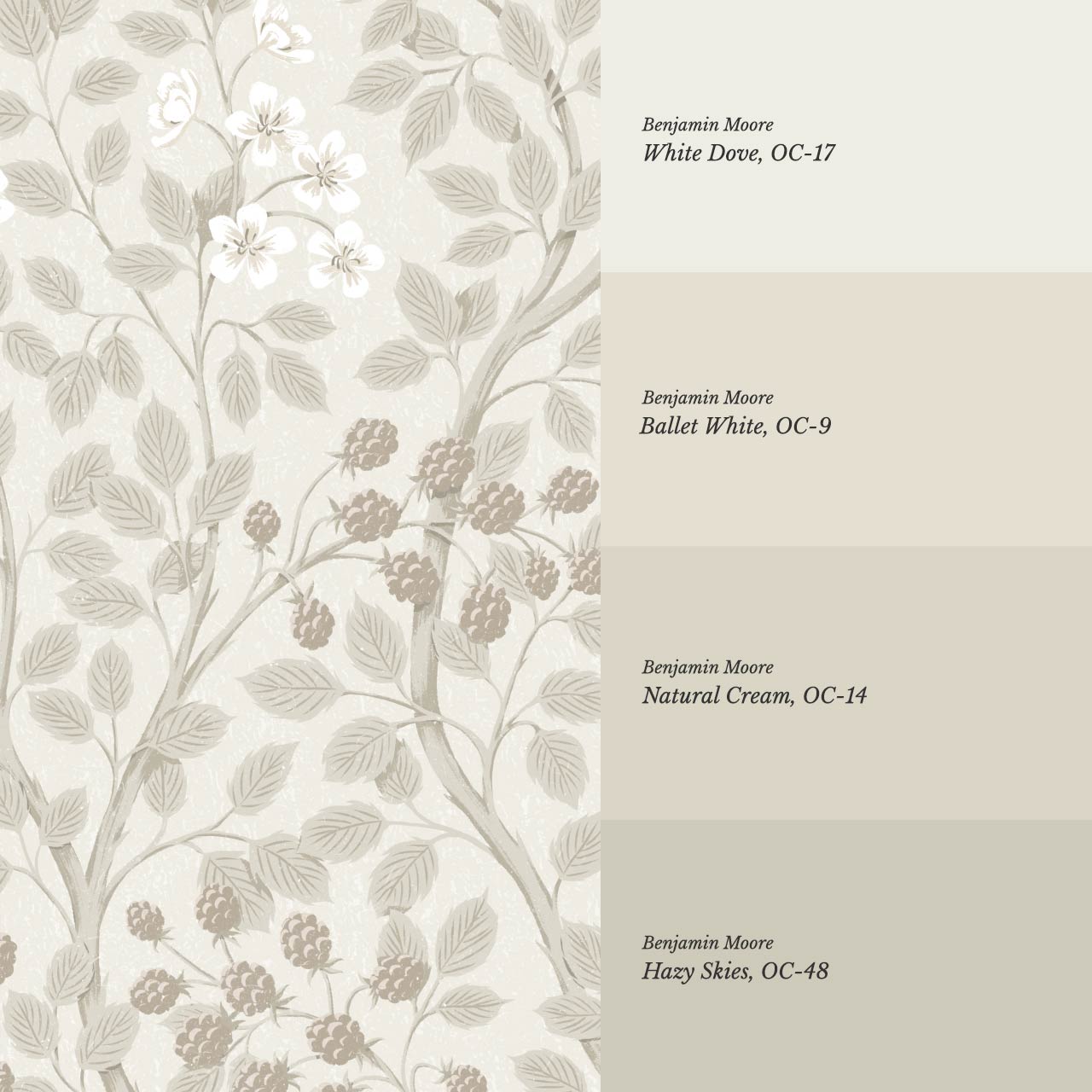 Vivian Blackberry Alpine White Wallpaper