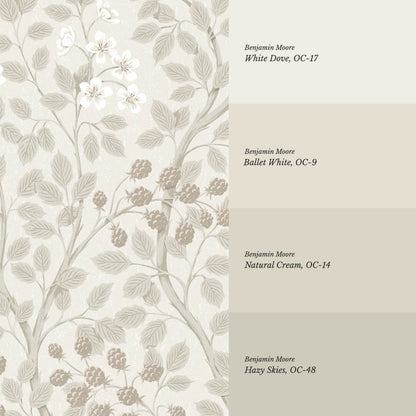 Vivian Blackberry Alpine White Wallpaper