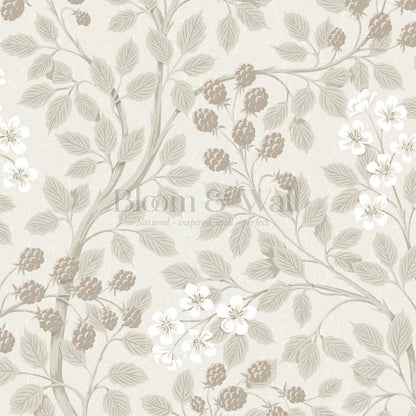 Vivian Blackberry Alpine White Wallpaper