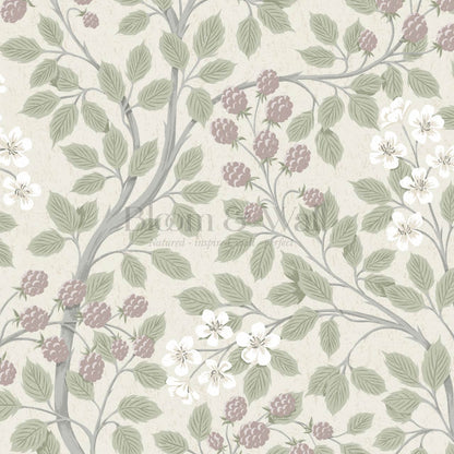 Vivian Blackberry Sage Mauve Wallpaper