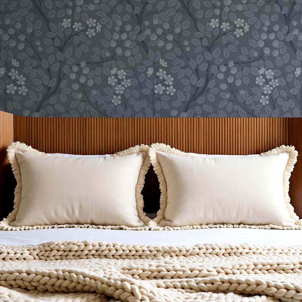 Vivian Blackberry Slate Wallpaper