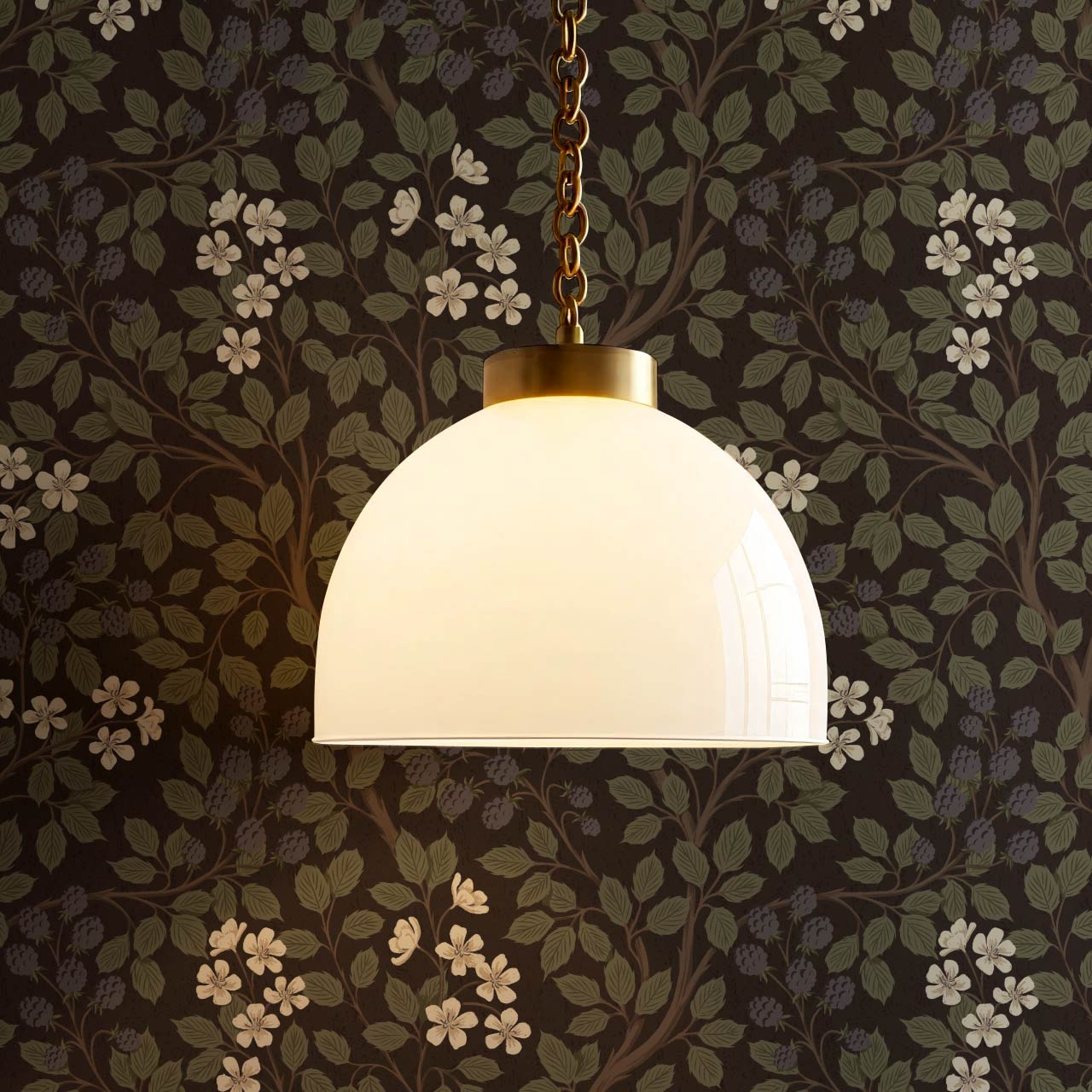 Vivian Blackberry Olive Deep Brown Wallpaper