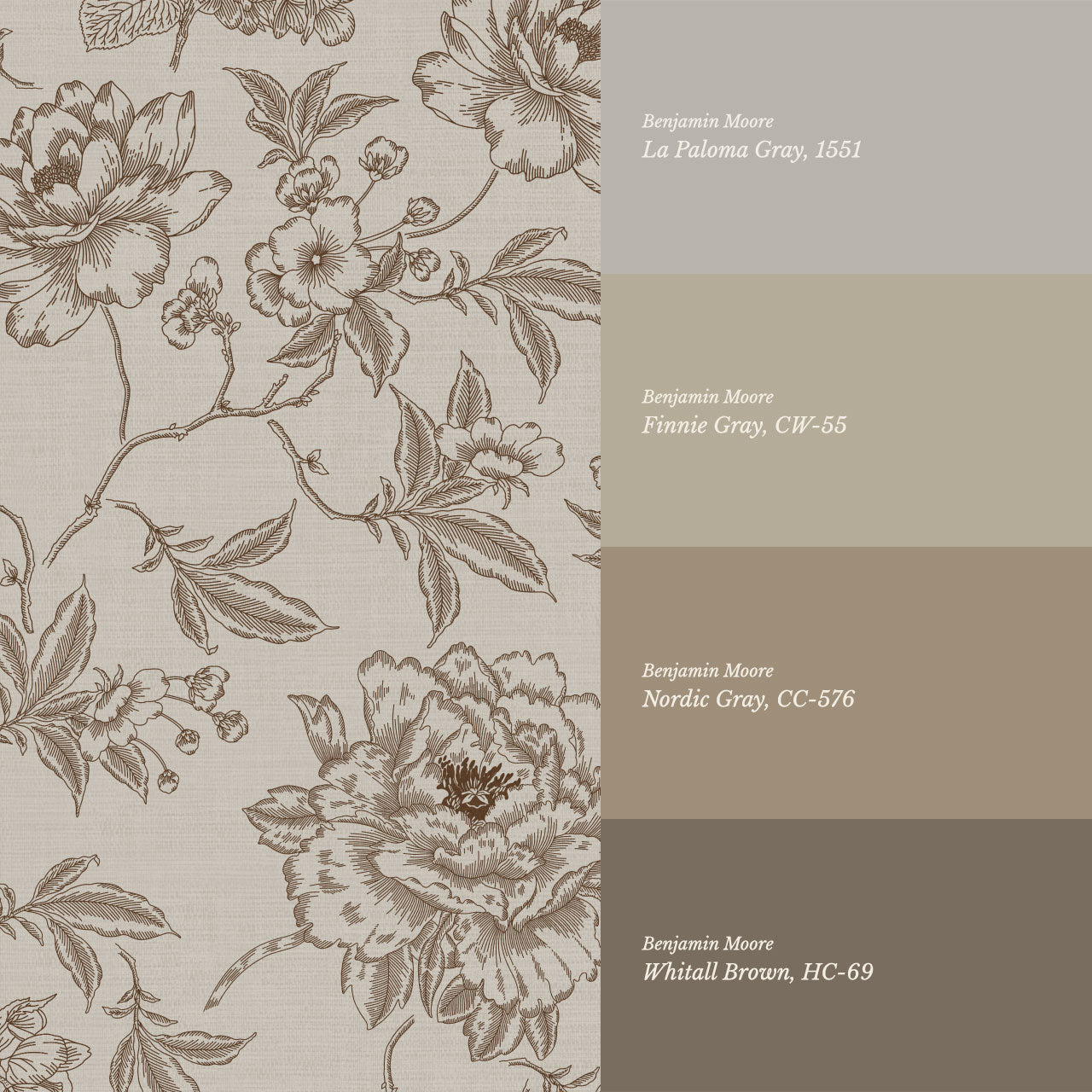 Vivienne Peony and Hydrangea Garden Tudor Brown Wallpaper