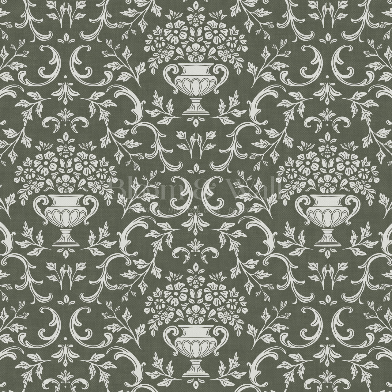 Vivienne Vase and Garland Forest Wallpaper