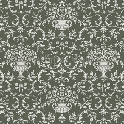 Vivienne Vase and Garland Forest Wallpaper