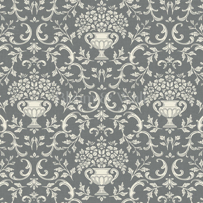 Vivienne Vase and Garland Slate Wallpaper