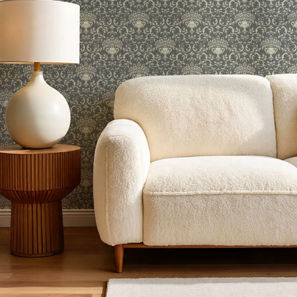 Vivienne Vase and Garland Slate Wallpaper