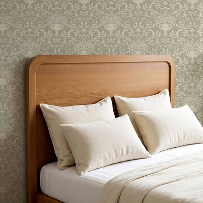 Vivienne Vase and Garland Taupe Wallpaper