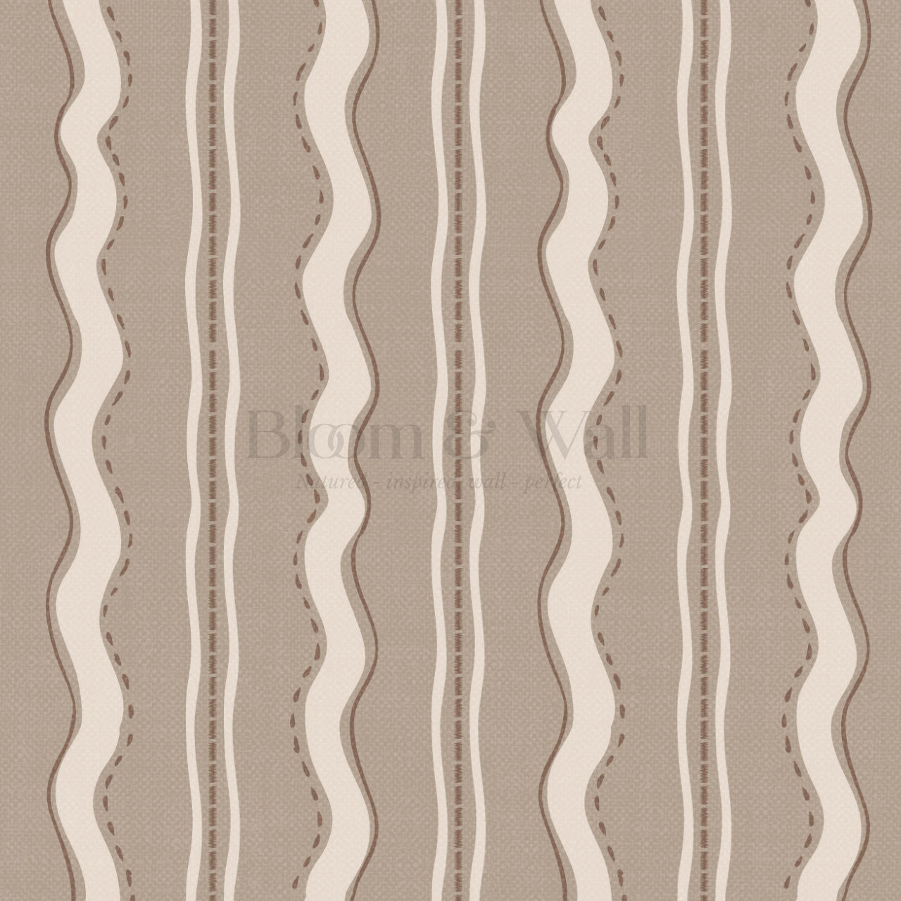 Wanda Wavy Stripes Stone Beige Wallpaper