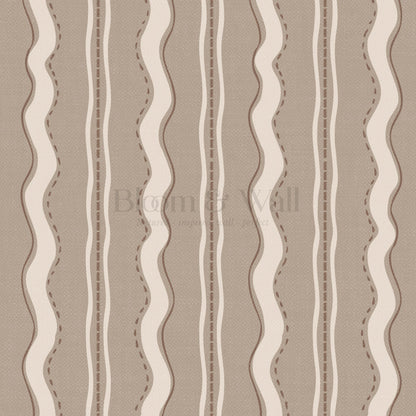 Wanda Wavy Stripes Stone Beige Wallpaper