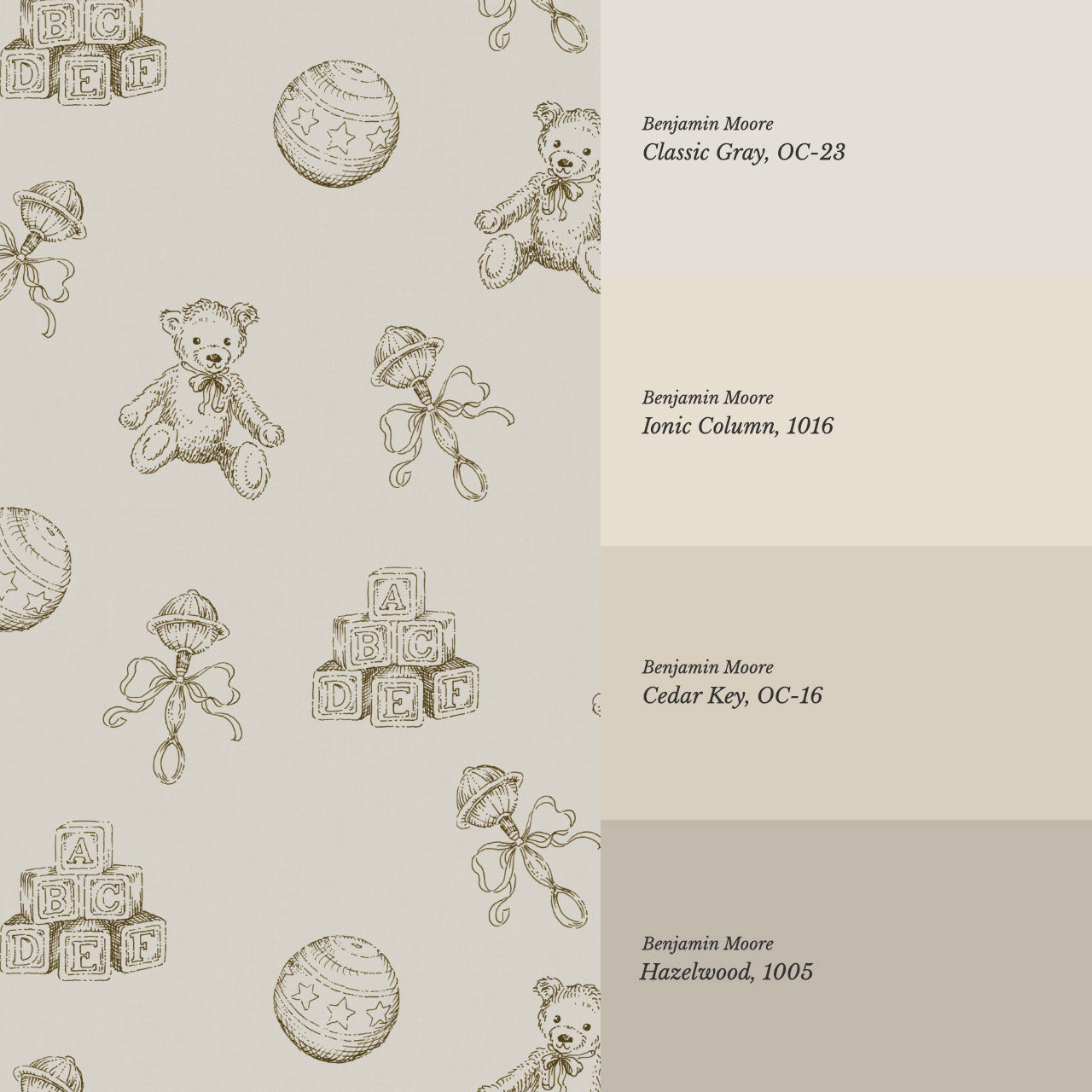 Willow Vintage Toys Antique Brown Wallpaper