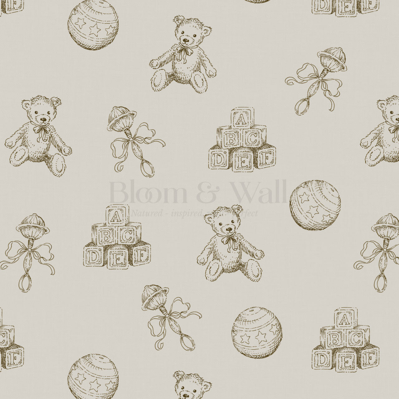 Willow Vintage Toys Antique Brown Wallpaper