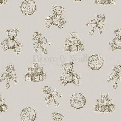 Willow Vintage Toys Antique Brown Wallpaper