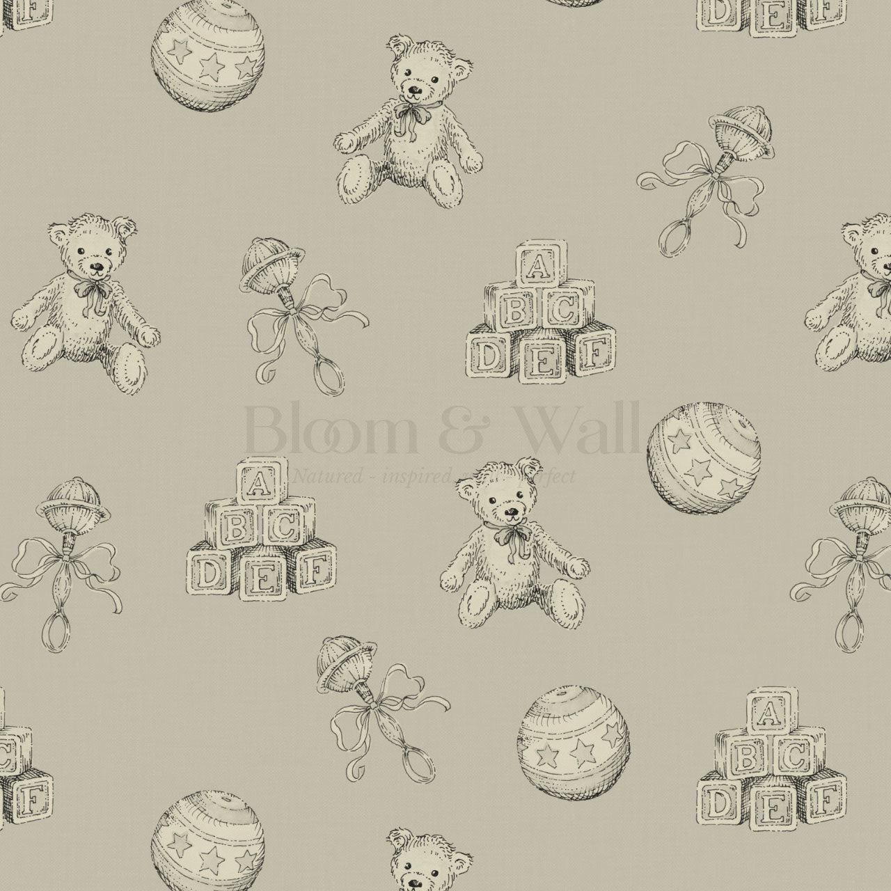 Willow Vintage Toys Antique Olive Wallpaper