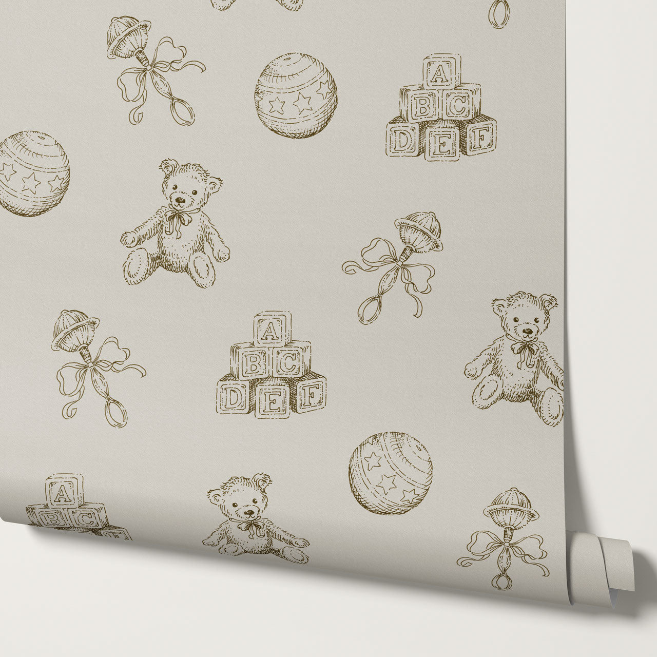 Willow Vintage Toys Antique Brown Wallpaper