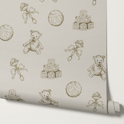 Willow Vintage Toys Antique Brown Wallpaper